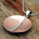 Handmade silver copper circle pendant